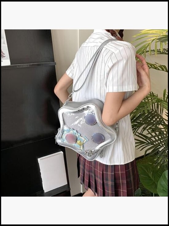 Star Crossbody Backpack Purse Ita Bag for Pin Display Aesthetic
